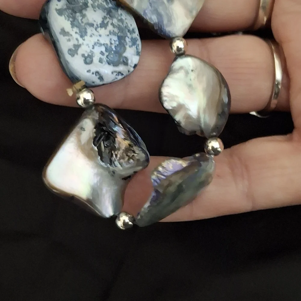 Mother Of Pearl MOP and Silver Women's Stretch Bracelet
